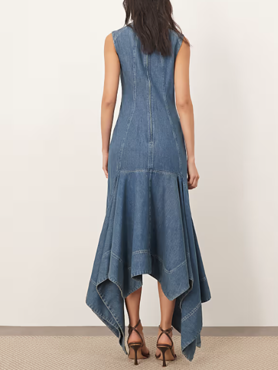 Sleeveless Irregular Denim Dress