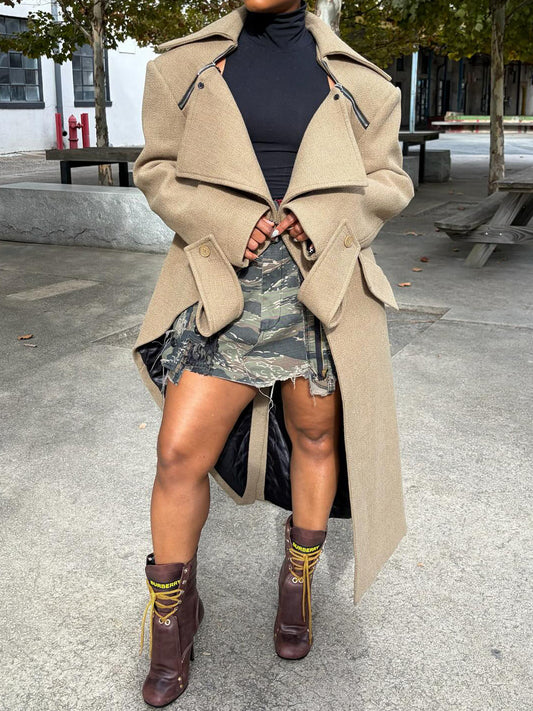 Woolen Irregular Asymmetric Coat