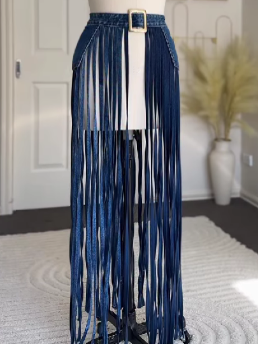 Denim Tassel Belt