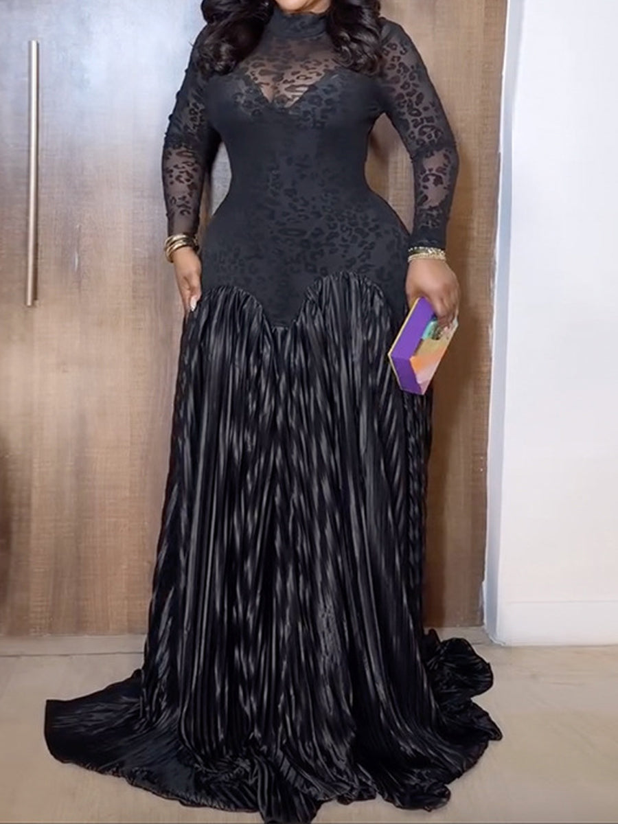 Fashion Sexy See-through Printed Maxi Dress