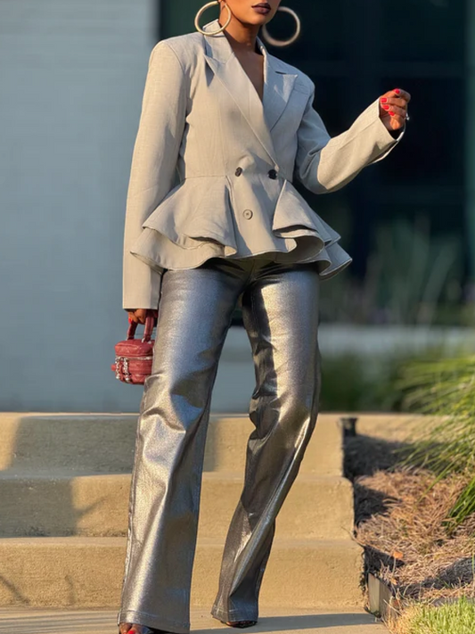 Ruffled Button Blazer