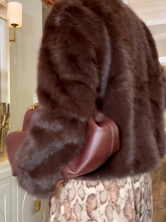 Solid Loose Faux Fur Coat