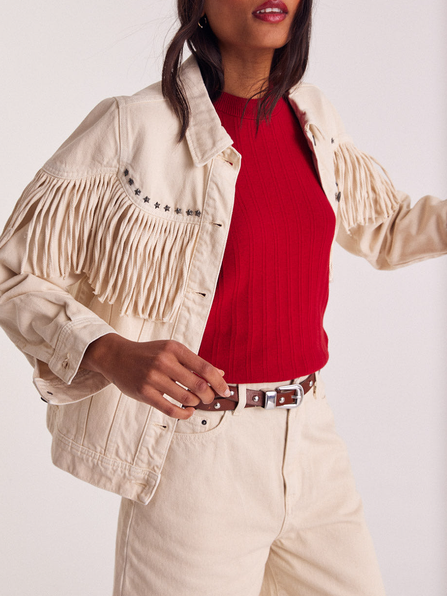 Denim Fringed Coat