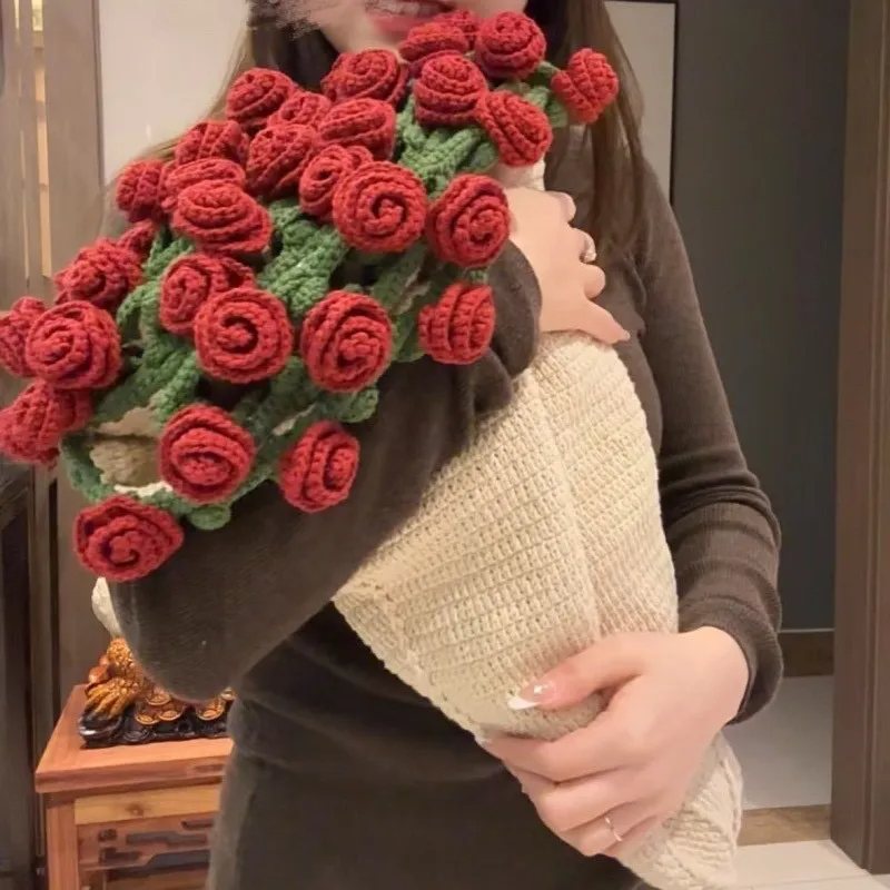 Hand-Knitted Rose Blanket DIY Kit & Ready