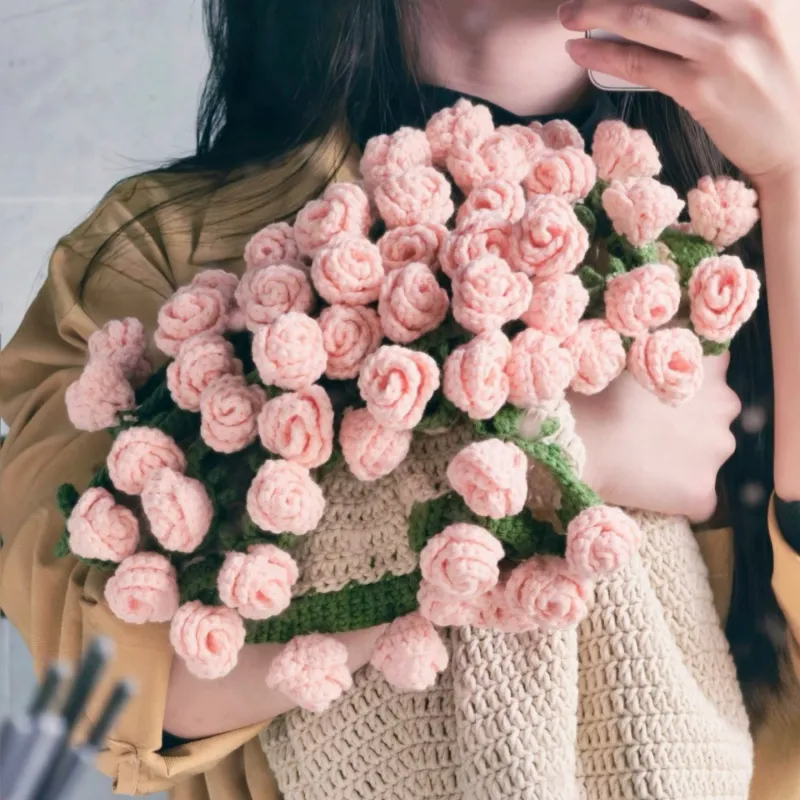 Hand-Knitted Rose Blanket DIY Kit & Ready