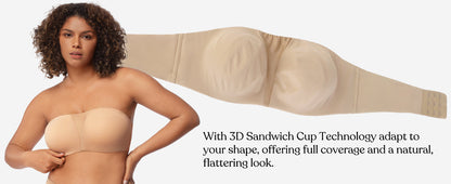 Plus Size Full Coverage Bandeau Fiery Bra Anti-Slip Underwire Support for Large Breast