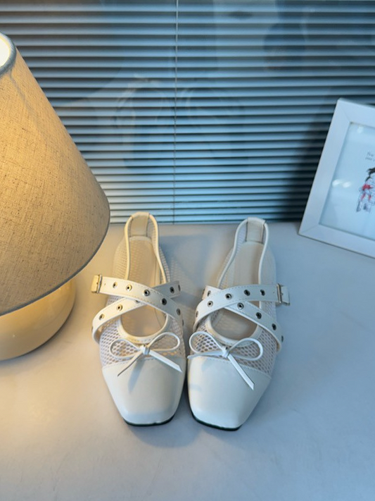 Cross Buckle Bow Ballet Shoes