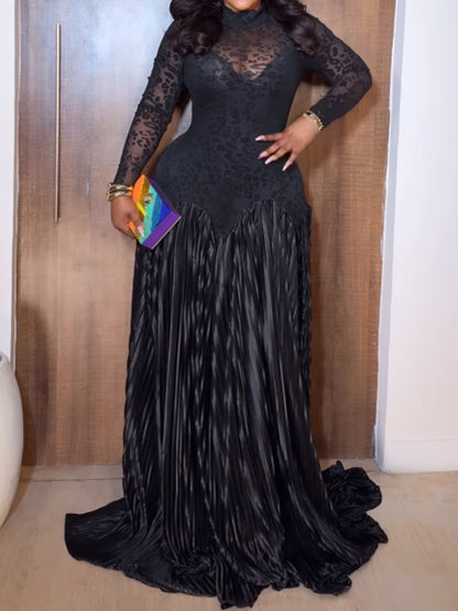 Fashion Sexy See-through Printed Maxi Dress