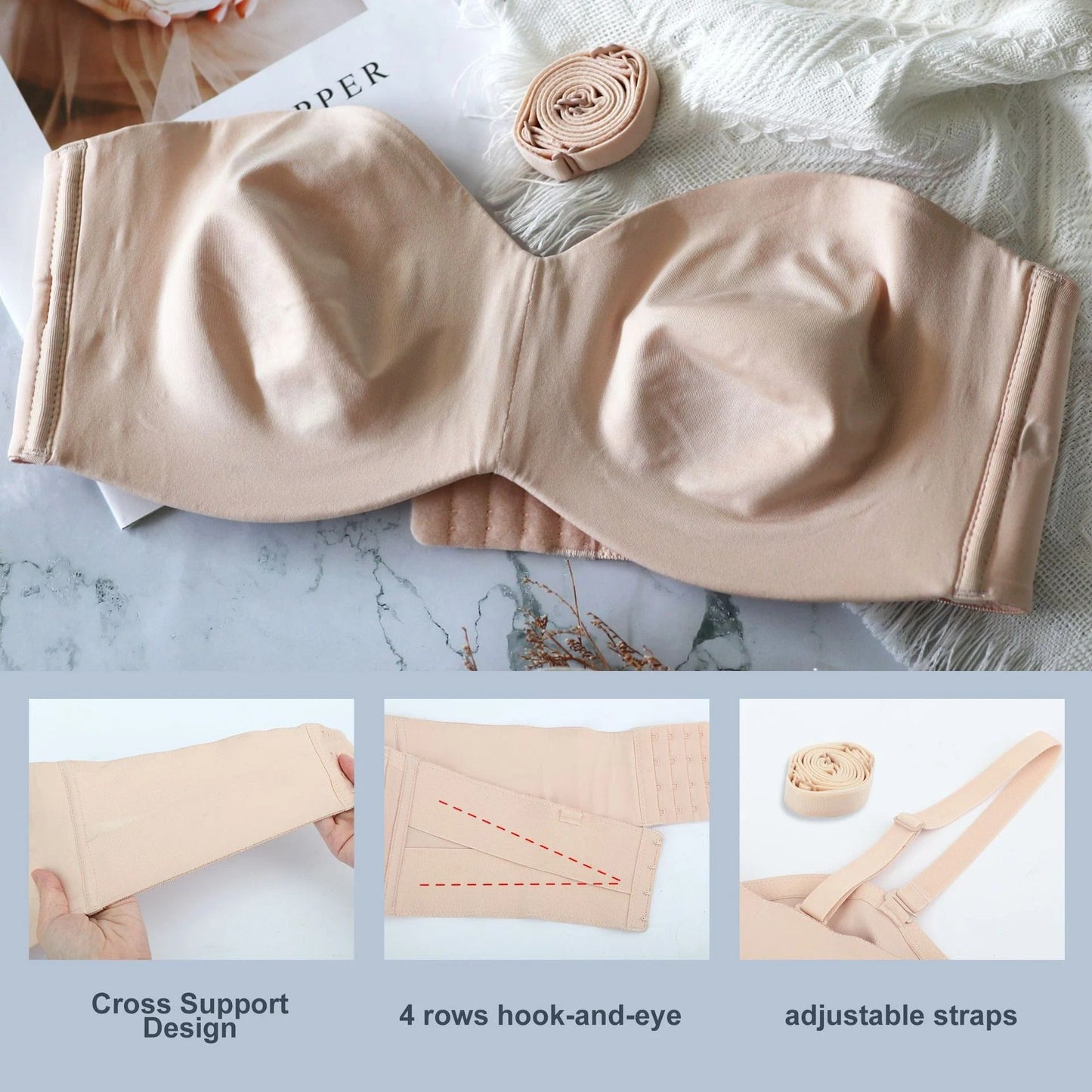 Full Support Convertible No-Slip Headband Bra
