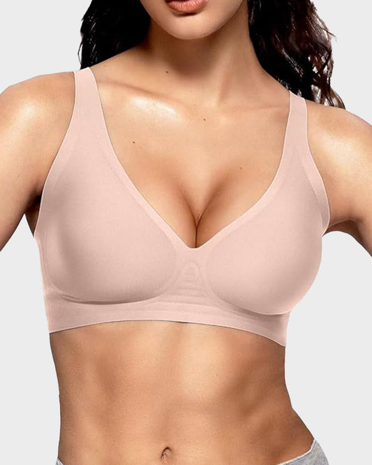 Nahtloser Push-Up-BH mit tiefem V-Ausschnitt und ohne Bügel