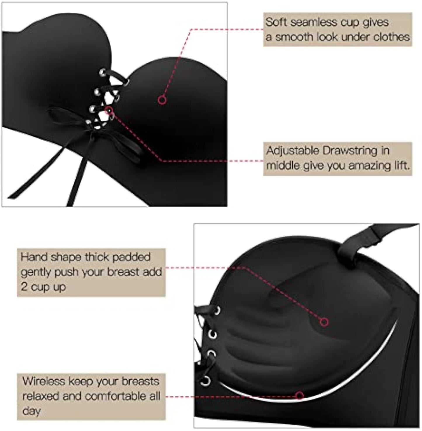 Wireless Seamless Push Up Strapless Bra