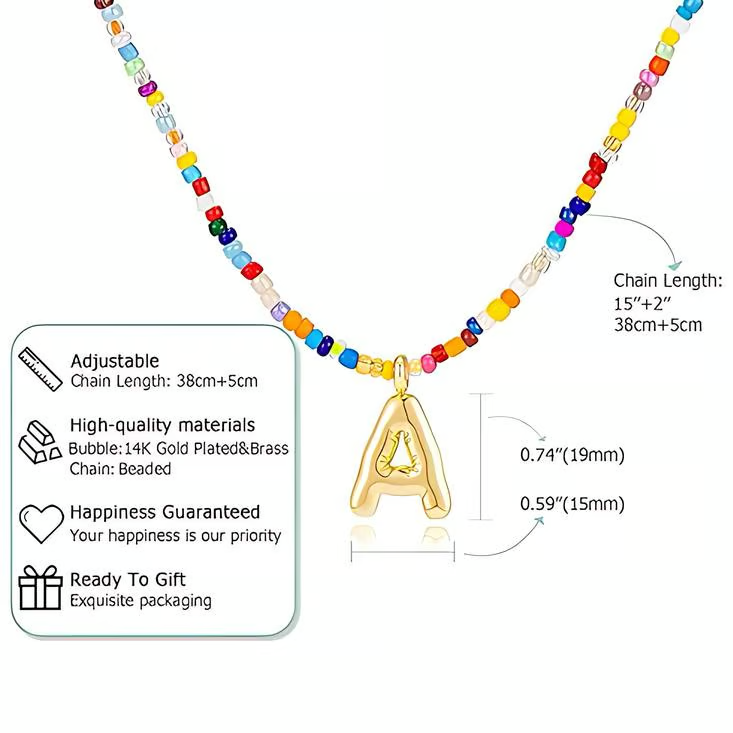 Adjustable Bubble Initials Necklace