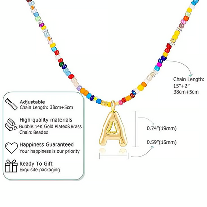 Adjustable Bubble Initials Necklace