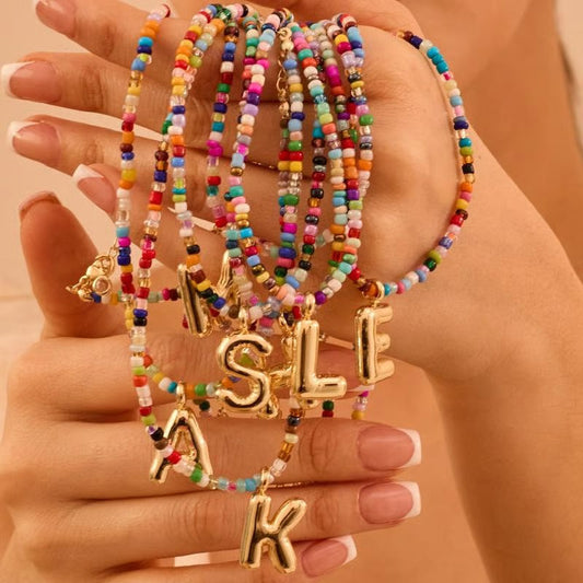Adjustable Bubble Initials Necklace