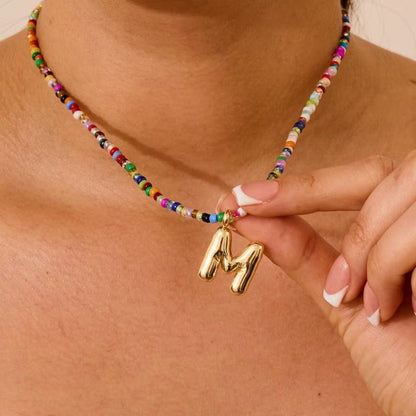 Adjustable Bubble Initials Necklace