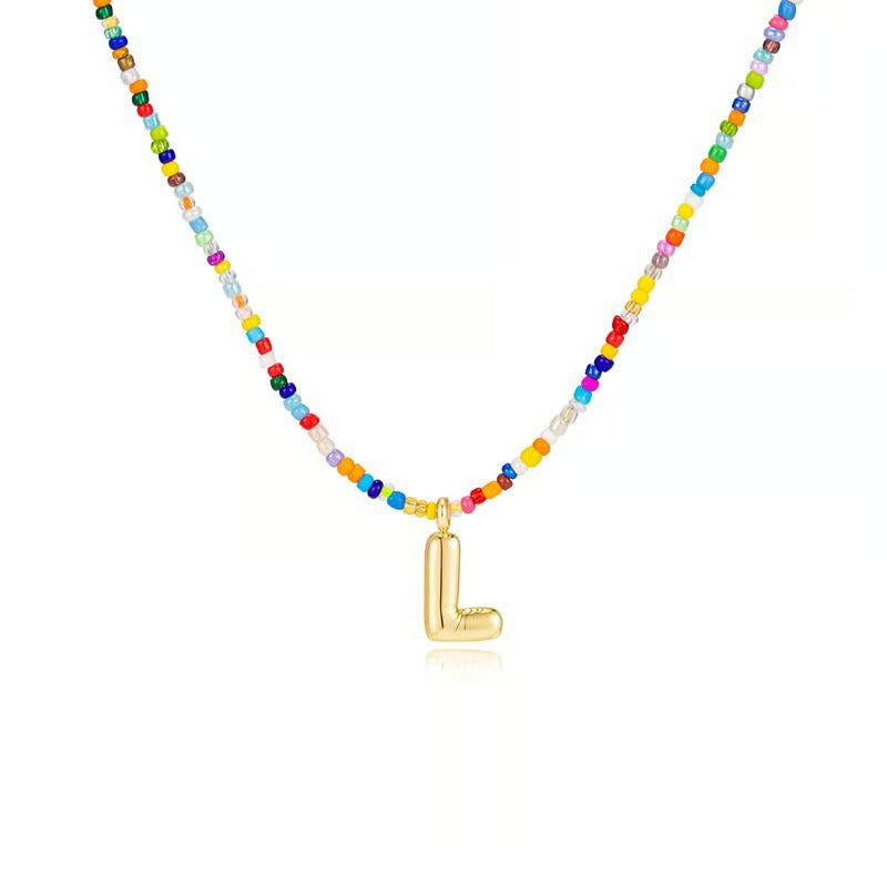 Adjustable Bubble Initials Necklace