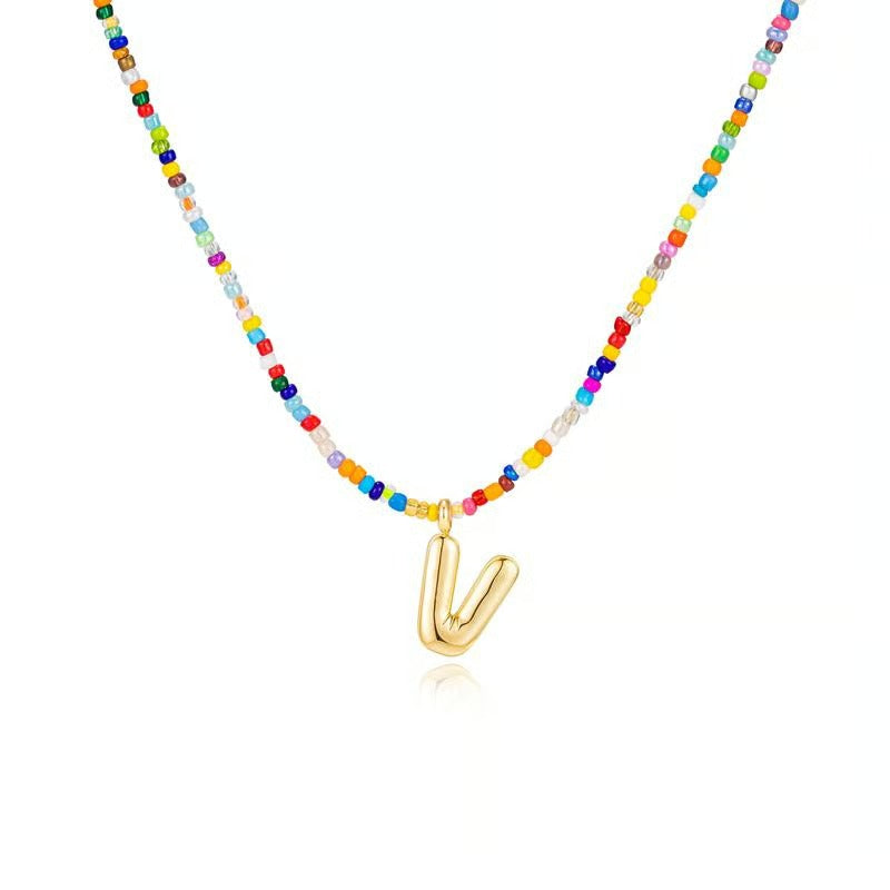 Adjustable Bubble Initials Necklace