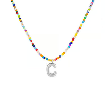 Adjustable Bubble Initials Necklace