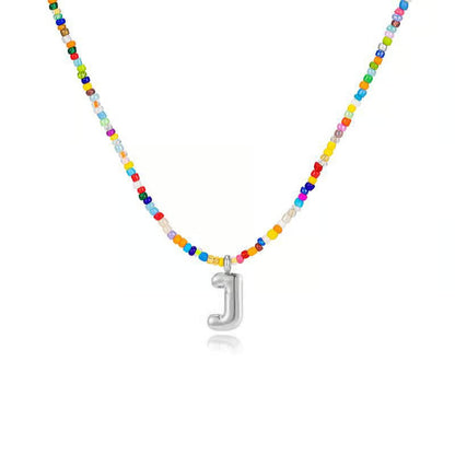 Adjustable Bubble Initials Necklace