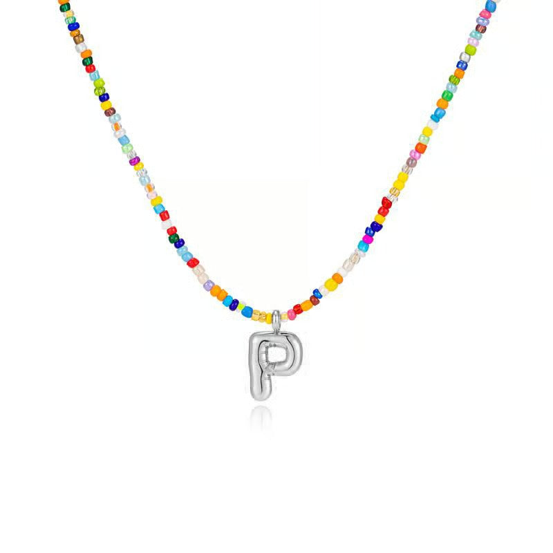 Adjustable Bubble Initials Necklace