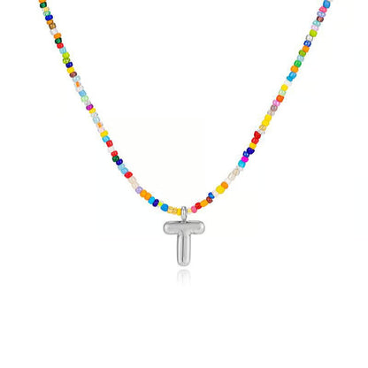 Adjustable Bubble Initials Necklace
