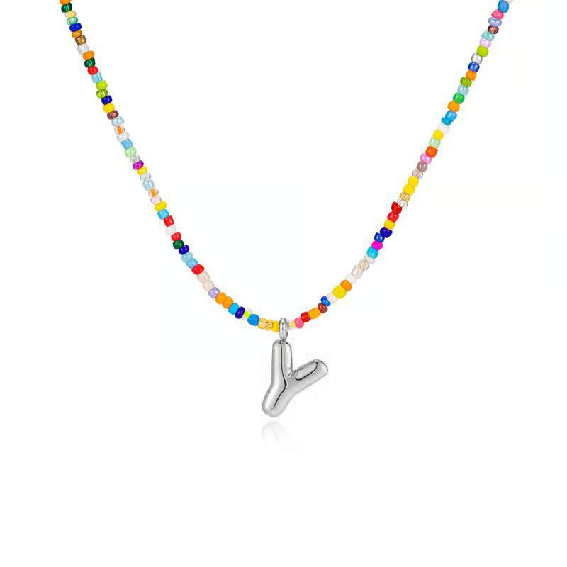 Adjustable Bubble Initials Necklace