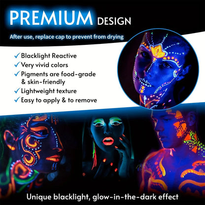 New 12pcs UV Neon Face Body Paint Kit