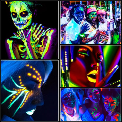 New 12pcs UV Neon Face Body Paint Kit