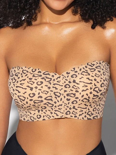 Strapless Front Closure Leopard Print Bra