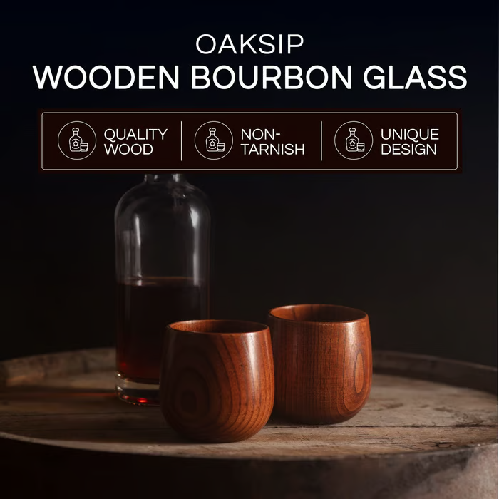 Handmade And Charred Drinking Vessel -Original Wooden Bourbon Drinking Glass