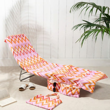 Sun Lounger Towel With Pockets Storage In A Bag