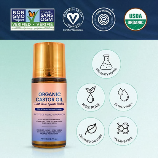 Organic Castor Oil Roll-On - For Radiant Skin, Lush Hair & Relaxation
