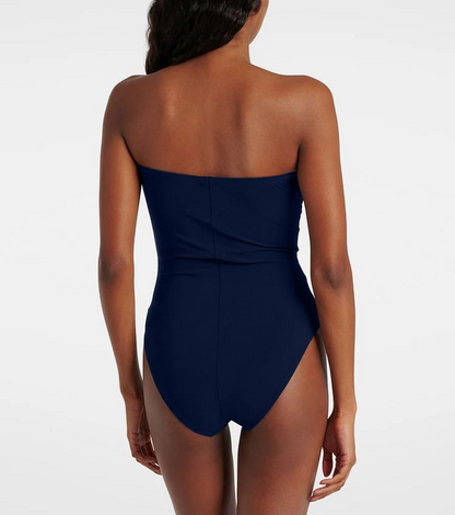 Contrast Color Floral One Piece Swimsuit