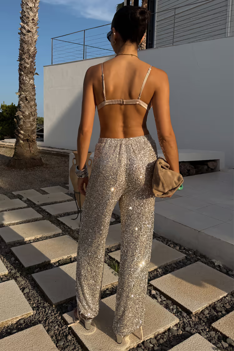 Silver Sequin Trousers