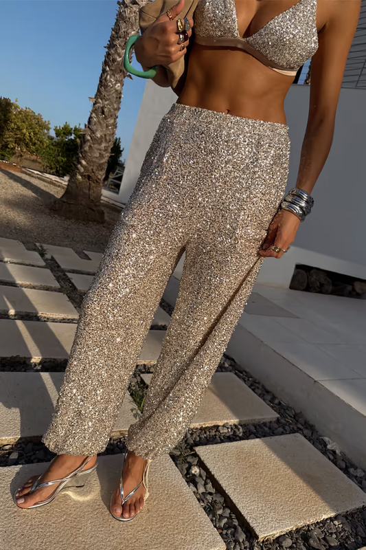 Silver Sequin Trousers