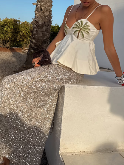 Sequin Maxi Wrap Skirt