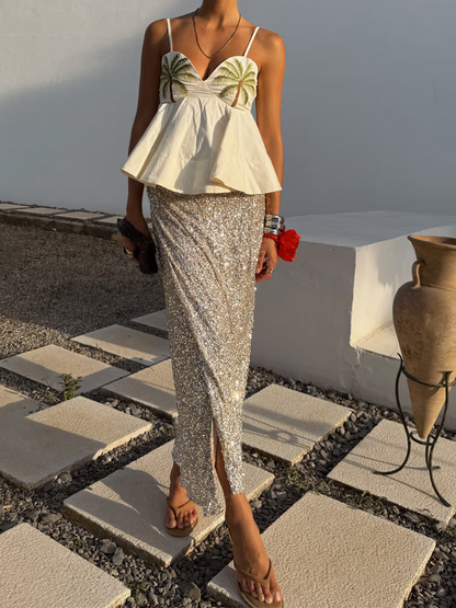 Sequin Maxi Wrap Skirt