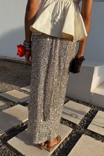 Sequin Maxi Wrap Skirt