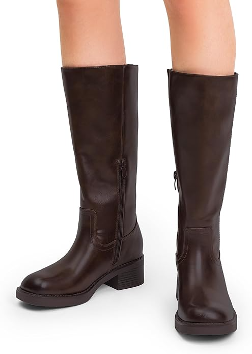 Womens Knee High Boots Square Toe