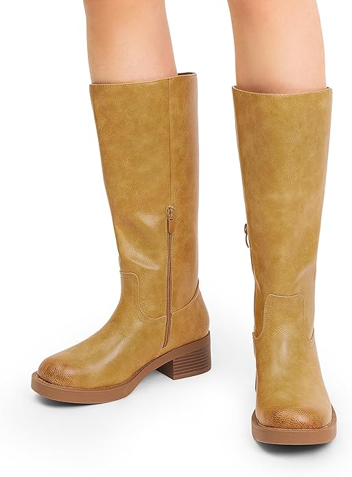Womens Knee High Boots Square Toe