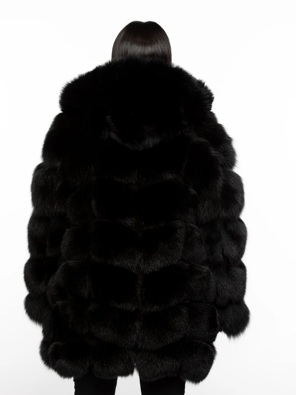 Fur Coat With Detachable Hood And Sleeves