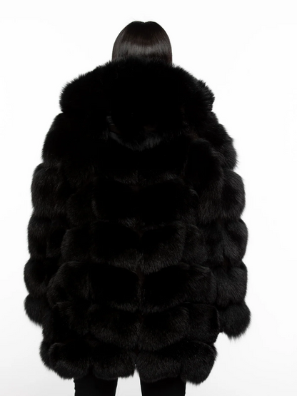 Fur Coat With Detachable Hood And Sleeves