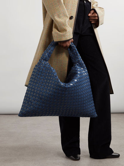 Large Leather And Denim Tote