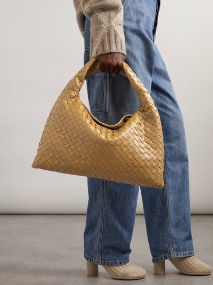 Large Leather And Denim Tote