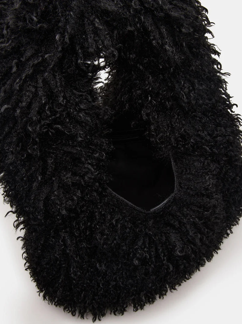 Red Faux Fur Slouchy Shoulder Strap Handbag