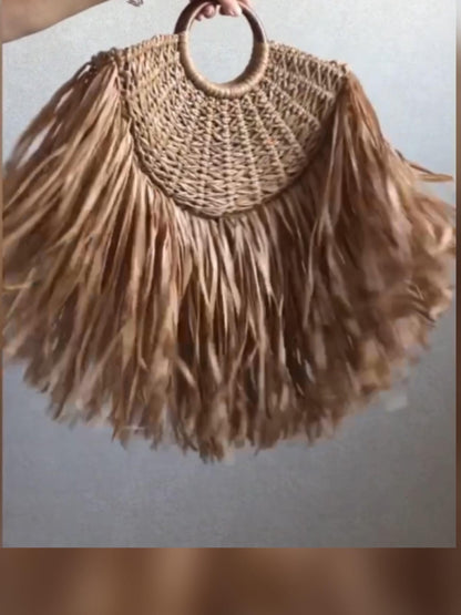 Woven Raffia Basket Bag