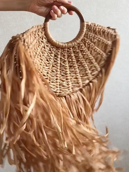 Woven Raffia Basket Bag