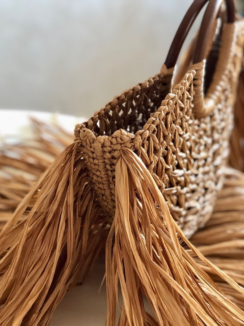 Woven Raffia Basket Bag