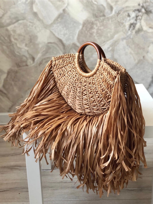 Woven Raffia Basket Bag