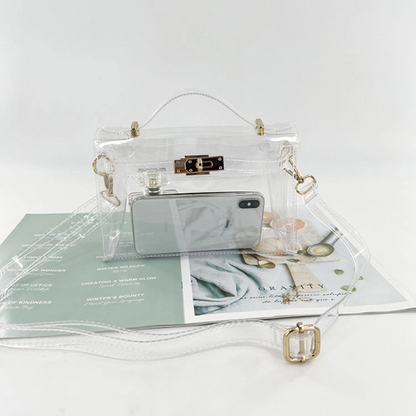 Gold Clear Jelly Satchel Bag